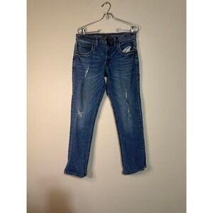 Decree Flex Denim Mens 30x30 Straight Leg Jeans Medium Wash Distressed‎ Blue